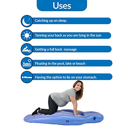 GNXTNX Almohada De Cintura De Maternidad, Respaldo para Mujeres Embarazadas, Cojín De Playa De Cama De Descompresión Inflable con Bomba De Aire Eléctrica, Tamaño Impermeable Ajustable,Azul