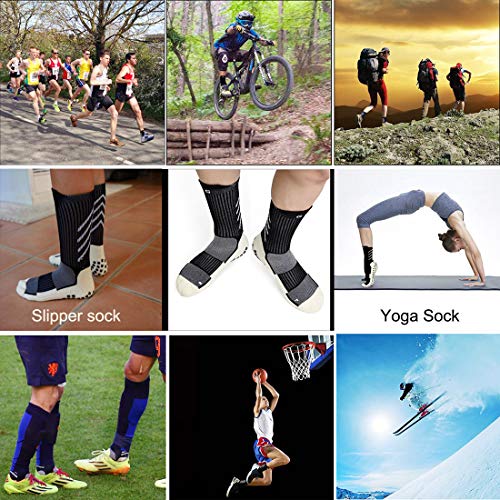 Gogogoal Calcetines deportivos antideslizantes para hombre y mujer, transpirable desodorante Calcetines para fútbol baloncesto running ciclismo trekking yoga, Negro/Blanco (Negro-3par)