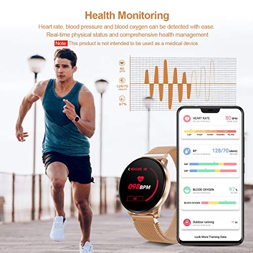 GOKOO Smartwatch Fashion para Hombre Mujer Impermeable Reloj Inteligente Monitores de Actividad Fitness Tracker con Monitor de Sueño Pulsómetros Podómetro Compatible con iOS Android