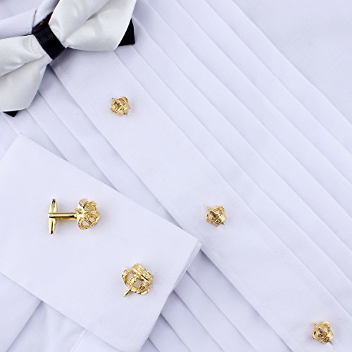 (Gold Crown) - HAWSON Exclusive Tuxedo Studs and Cufflinks-for Men Shirt Wedding Business Accessories