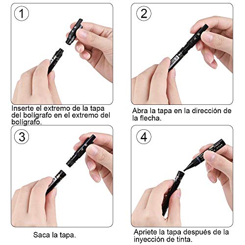 Goldge 8Pcs Pluma de Caligrafía, Pluma de Escritura Pincel Negros Bolígrafos de Tinta de Caligrafía Adecuado para Principiantes Escribiendo,Firma, Diseño Diseño y Dibujo