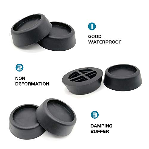 Goma Antivibracion Patas Para Lavadora, 4 Piezas de Almohadillas Universales de Vibraciones para Lavadora y Secadora Negro