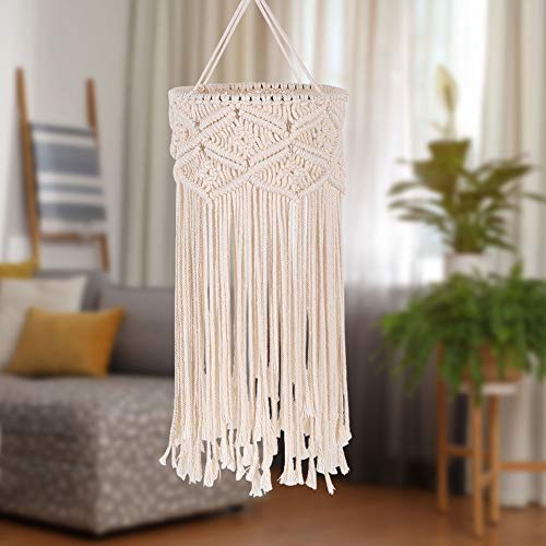 GoMaihe Tulipas Para Lamparas de Tejidas a Mano Macramé, Lampara Salon, Dormitorio y Baño, Pantalla Lampara Techo Boho, Decoración Hogar Bohemia Tejida a Mano, Blanco Cálido, Bombilla No Incluida