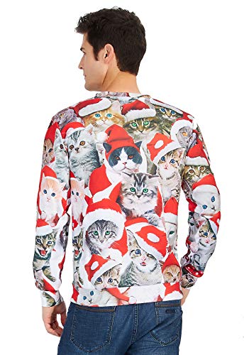 Goodstoworld Navidad Ropa Hombre Mujer Xmas Jerseys Gato 3D Ugly Christmas Sweater Ropa Divertida Elfo Vestido de Navideño XXL