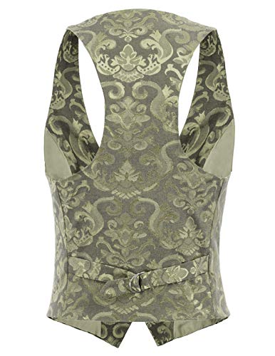 GRACE KARIN Chaleco Victoriano de Jacquard para Mujer Mediano Steampunk Verde L