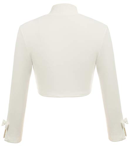 GRACE KARIN Mujer Bolero Chaqueta Corta Suave Cómodo Vintage Elegante Ceremonia Fiesta Beige S