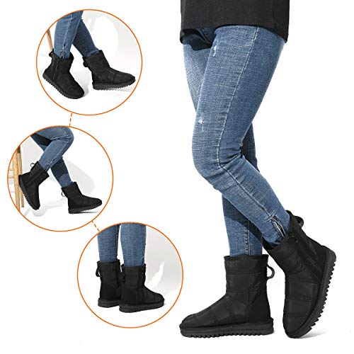 gracosy Botas Nieve Mujer Invierno Antideslizante Forro de Piel Calentitas Botas Peso Ligero Plano Corto Botines Cremallera Casuales Goma Ponibles Botas