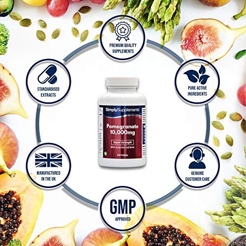 Granada 10000mg - ¡Bote para 4 meses! - Apto para veganos - 240 Comprimidos - SimplySupplements