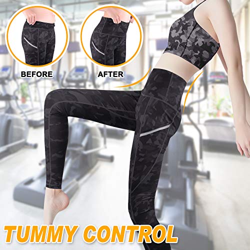 GRAT.UNIC Leggins Mujer de Yoga,Leggings Mujer Fitness,Mallas Deportivas de Mujer,Pantalones Elásticos de Yoga Con Bolsillos Laterales,Pantalón Deportivo para Mujer (Negro, L)