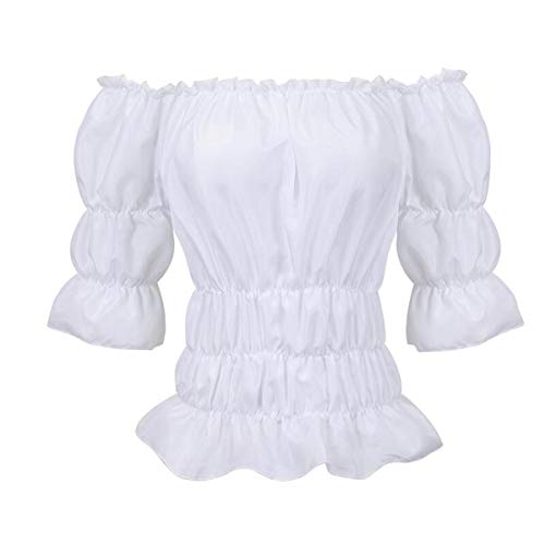 Grebrafan Conjunto de Corsé Pirata Bordado Cintura Corset y Falda Tutú De Tul y Blanco Blusa Fiesta (EUR(42-44) 3XL, Marrón)