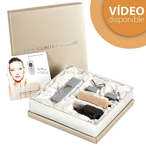 GRIDINLUX. Age Control Skin. Máquina Galvánica Facial. 4 Funciones en 1. Corriente Ultrasónica Antiarrugas. 3 Cabezales, Hidratación y Tonificación de Piel. Profesional. Uso Doméstico.