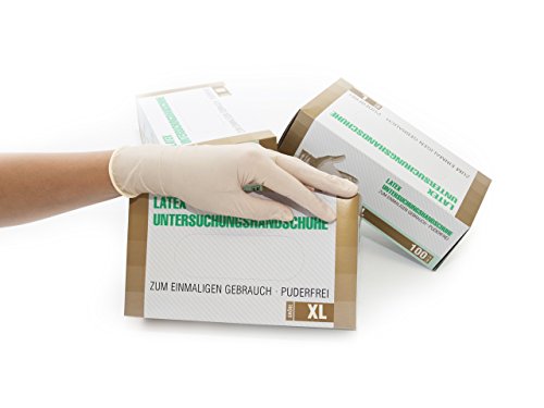 Guantes de latex 1000 pcs 10 cajas (XL, Blanco), guantes de examen desechables, libres de polvo, sanitarios para la cocina, preparación de comida, medicos, no estéril