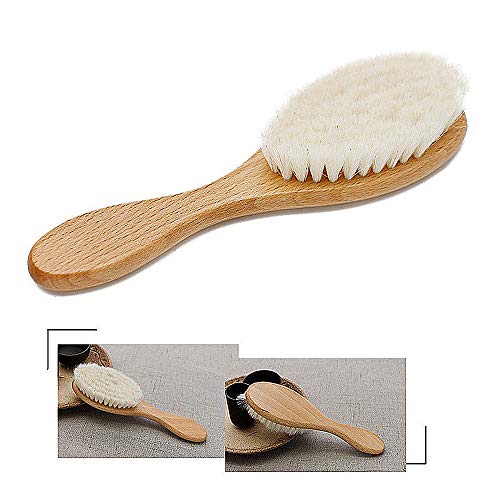 Gurxi Cepillos Pelo de Cabra Niños Cepillos Bebé Pelo de Cabra Hombres Limpieza Peine Masaje Natural para Cepillo de Barba Cepillo de Cabeza de Aceite Cabello Roto Wenwan (Color de madera)