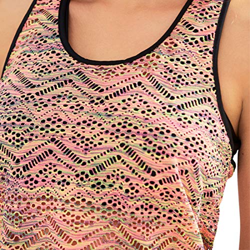 Gwell - Conjunto de tankini con encaje para mujer, con braguita, disimula la barriga, tallas grandes Rosa. XXXLarge