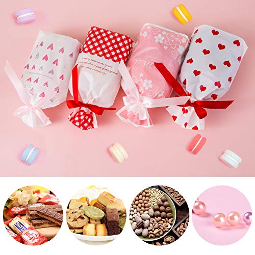 GWHOLE 20 Piezas Bolsa para Regalo de Plástico Bolsa de Galleta Caramelo Embalaje Bolsa Series de Color Rosa