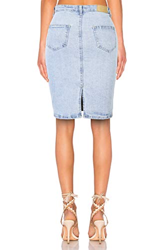 H HIAMIGOS Falda Vaquera Mujer Mezclilla Midi A-lìnea Skirt, Azul Claro