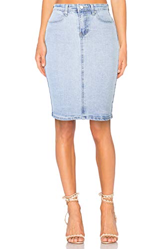 H HIAMIGOS Falda Vaquera Mujer Mezclilla Midi A-lìnea Skirt, Azul Claro