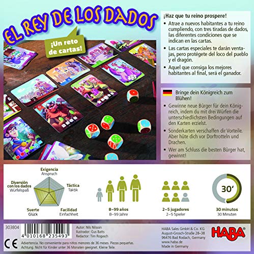 HABA- Juego de Sociedad El Rey de los Dados, Talla Única (303805)