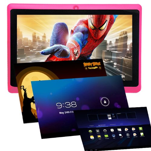 Haehne 7" Tablet PC, Google Android 4.4 Quad Core, 512MB RAM 8GB ROM, Cámaras Duales, WiFi, Bluetooth, para Niños y Adultos, Negro