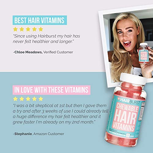 Hairburst ️ Vitaminas para cabello masticable. Formulado para el crecimiento rápido del cabello - Un suministro de un mes - 60 Gomitas - Crecimiento más rápido del cabello