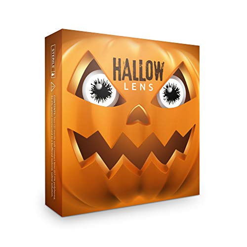 Hallowlens® Lentillas de Color 'Shot' + recipiente de lentillas. En blanco y negro, blandas, sin dioptrías pack de 2 unidades - cómodas y perfectas para Halloween, Carnaval, sin corregir