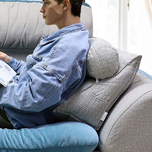 HALOViE Almohada ajustable de cuña y triángulo con soporte para la espalda, ángulo y cuello para lectura, sofá, cama, oficina y silla 47 * 45 * 23cm Gris