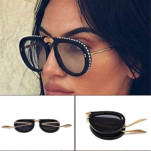 HANFEI Gafas De Sol, Protección UV Polarizada, Elegantes Gafas De Sol Con Incrustaciones De Diamantes, Personalidad Plegable Para Mujer (4)