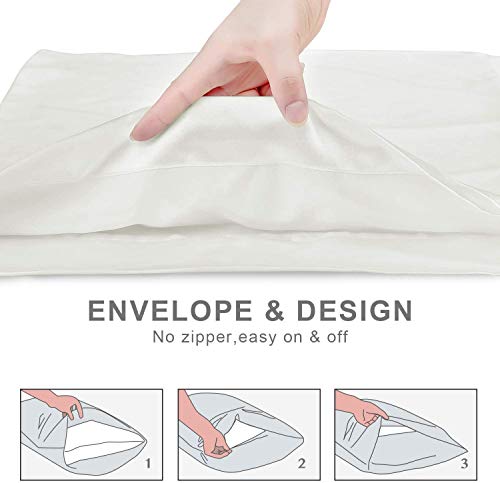 Hansleep Funda Almohada de Satén Sedoso, 50x75 cm 4 Piezas para Pelo Rizado - Microfibra Suave Liso sin Cremallera & Hipoalergénico Antiarrugas, Crema