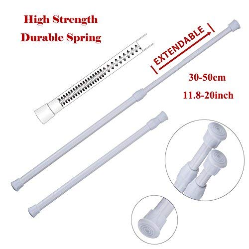 HAOYUNTE 5 PCS Barras Extensibles Ajustable de 11,8 Pulgadas a 20 Pulgadas(de 30 cm a 50 cm) para proyectos de Bricolaje Barra Armario,Cocina,baño,Armario,Armario,Ventana,estantería