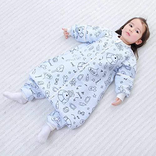 Happy Cherry - Saco de Dormir de Algodón para Bebé Niños Infantil Pijama Entero Transpirable Caliente para Otoño Invierno 1-2.5 TOG - 3-5 Años