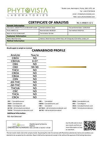 Harmony E-líquido de CBD (más de 99% pureza) - Moroccan Mint - 100 mg CBD en 10 ml - Sin Nicotina