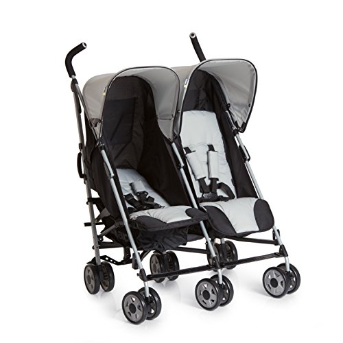 Hauck Turbo Duo - Silla gemelar para Gemelos y Hermanos de 0 Meses, Plegable, Compacto (combinable con capazo blando Carrycoat 2en1), color Gris/ Negro, 2 x 15kg, Ancho 75cm