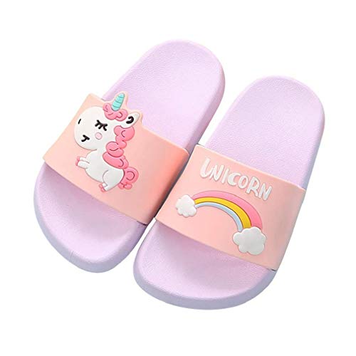 HausFine Zapatos de Ducha, Playa y Piscina Sandalias de Baño Antideslizantes Sandalias de Unicornio para niños y niñas (32.5 EU, Púrpura)