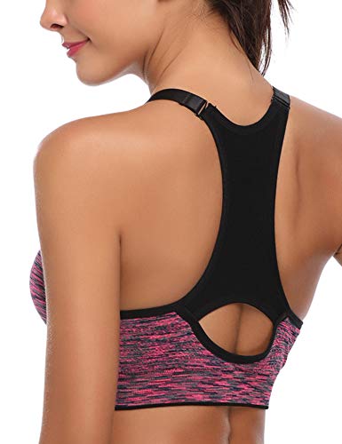 Hawiton Sujetadores Deportivos Mujer con Almohadillas Extraíbles Espalda Sujetador Deporte Mujer Sin Costuras con Relleno Yoga Racerback Top Gimnasio Fitness Ejercicio, Pack 1/3