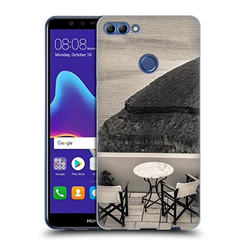 Head Case Designs Oficial Haroulita romántico Santorini Blanco y Negro Carcasa de Gel de Silicona Compatible con Huawei Y9 2018 / Enjoy 8 Plus