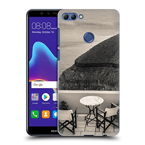 Head Case Designs Oficial Haroulita romántico Santorini Blanco y Negro Carcasa rígida Compatible con Huawei Y9 2018 / Enjoy 8 Plus