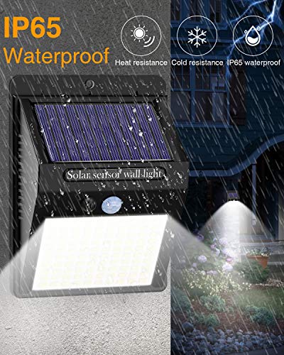 Hepside Luz Solar Exterior,【2 Pack / 3 Modos】Luces LED Solares para Exteriores, 800 Lumens Focos LED Exterior Solares, Luces de Seguridad Inalámbricas a Prueba de Agua para el garaje del Jardín Camino