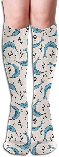 hgdfhfgd Long Socks Cream and Blue s Ocean Compression Socks for Men & Women Fashion Over The Knee High Socks trend 1920