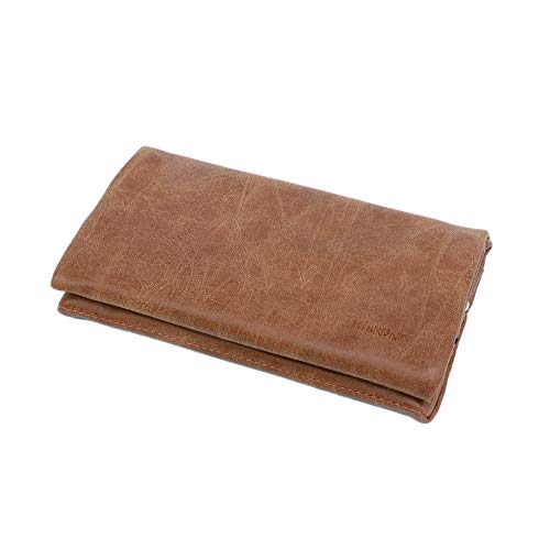 HIBRON Tabaquera Pitillera Funda Bolso para Tabaco de Liar Cuero Estuche para Tabaco de Liar, 58105 Marrón