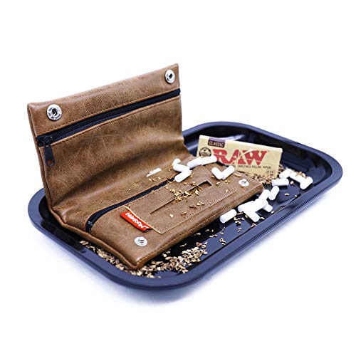 HIBRON Tabaquera Pitillera Funda Bolso para Tabaco de Liar Cuero Estuche para Tabaco de Liar, 58105 Marrón