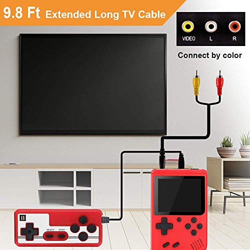 HMEDA Consola de Juegos Portátil, Juegos Electrónicos Portátiles 3 Pulgadas 500 Juegos Retro FC Game Player Consola de Juegos y Conexión de TV con Batería Recargable de 1020 mAh, Rojo