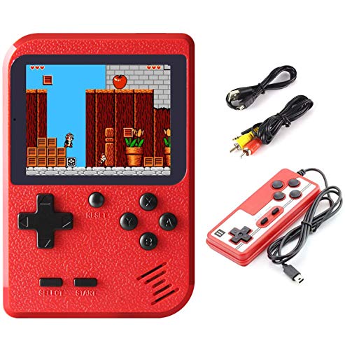 HMEDA Consola de Juegos Portátil, Juegos Electrónicos Portátiles 3 Pulgadas 500 Juegos Retro FC Game Player Consola de Juegos y Conexión de TV con Batería Recargable de 1020 mAh, Rojo