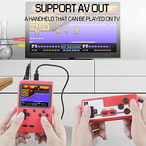 HMEDA Consola de Juegos Portátil, Juegos Electrónicos Portátiles 3 Pulgadas 500 Juegos Retro FC Game Player Consola de Juegos y Conexión de TV con Batería Recargable de 1020 mAh, Rojo