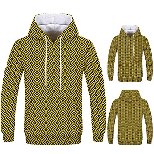 Hombre Amarillo Manga Larga Modelo 3D Rayas Tartán Estampado Tops Pareja Sudadera con Capucha Tops de Diario Algodón Poliéster Yellow XL