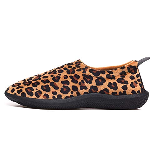 Hombre Mujer Pantuflas de Invierno Unisexo Zapatillas de Estar Cerradas Calienta Pantuflas Zapatos de Pareja Zapatos de Leopardo