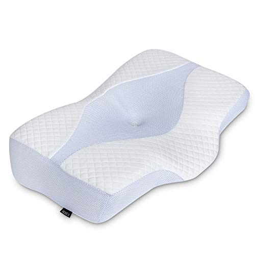 HOMCA Almohada Cervical - Almohada Ergonómica con Memoria de Forma, Almohada Cervical con Alturas Ajustables (61 * 41 * 11 / 9cm) Funda Lavable de Diseño Terapéutico para Dolor Reducido