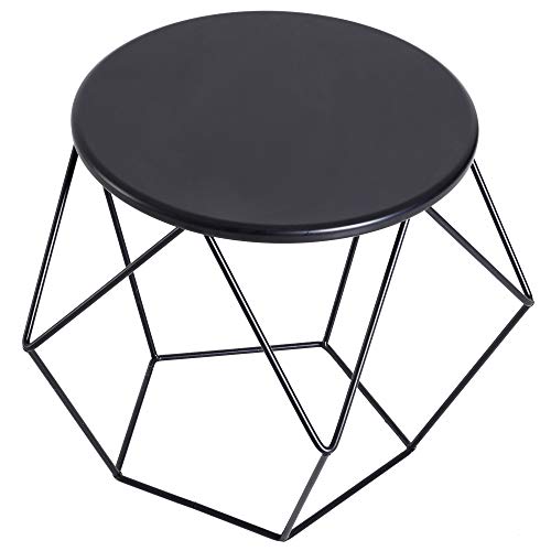 HOMCOM Mesa de Centro Metálica Mesita Café Redonda Nórdica Minimalista Creativa Mueble Salón Comedor Mesa Auxiliar Mesa para Sofá Sala de Esta 54x54x44cm