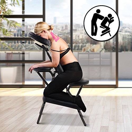 HOMCOM Silla de Masaje Plegable Portátil para Fisioterapia Rehabilitación Tatuaje Sillón de Tratamiento Ajustable con Bolsa de Transporte Acero Carga 150kg