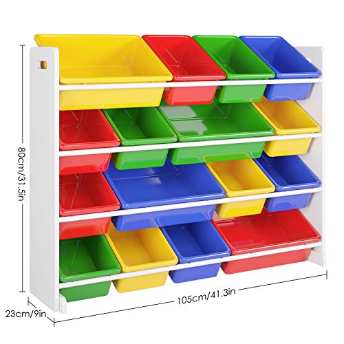 Homfa Estantería Infantil para Juguetes Organizador para Juguetes Almacenamiento Juguetes con 16 Cajas de 4 Niveles 105x23x80cm