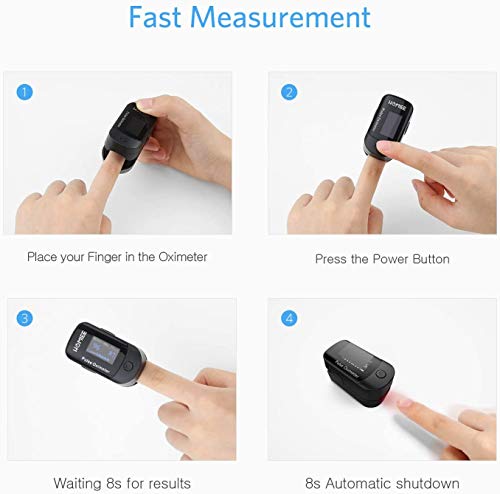 HOMIEE Oxímetro de Pulso, Pulsioxímetro de Dedo Profesional, Medidor de Oxígeno en Sangre SpO2 (OLED negro)